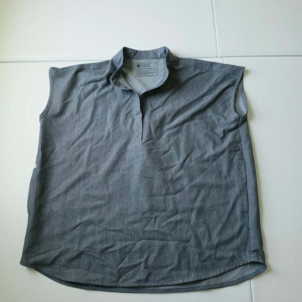FIGS Tunic Womens Small Gray Technical Collection Sleeveless Scrub Top Pockets
